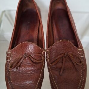 COLE HAAN Elegant Brown Leather Loafers with Bow